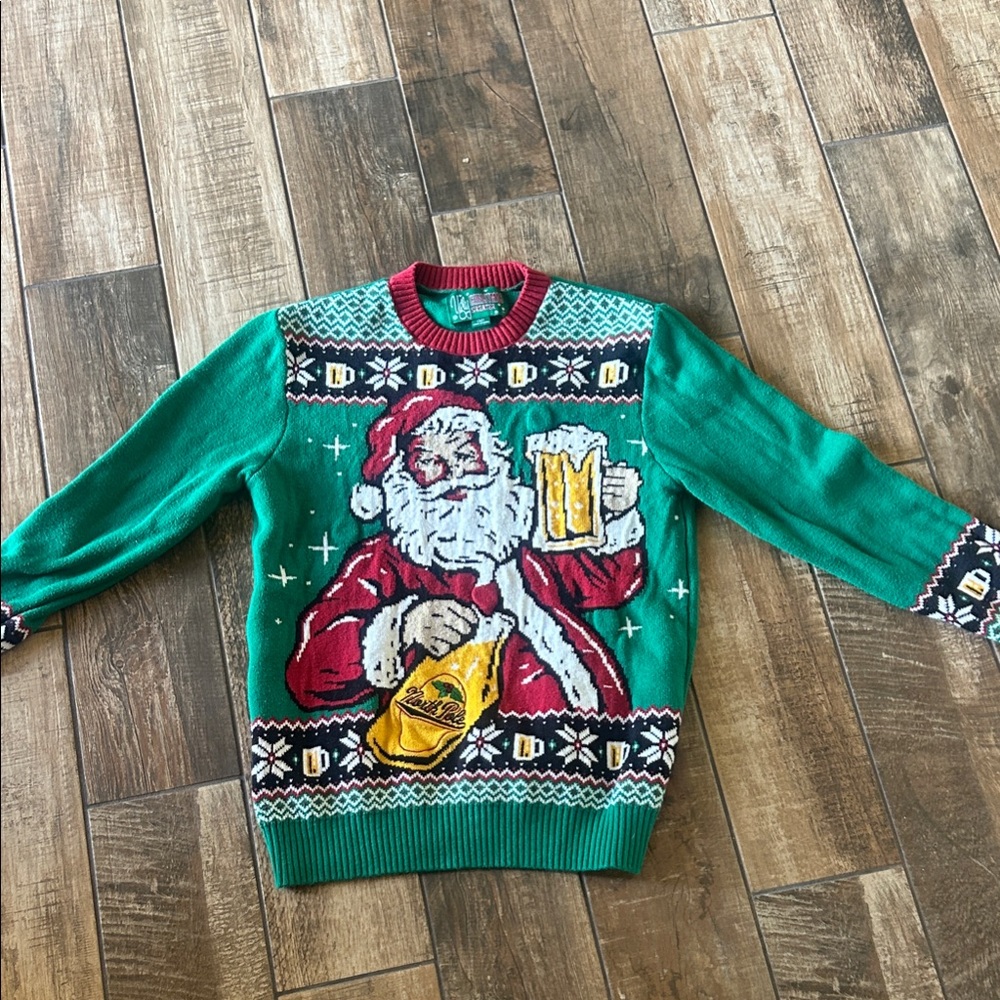 Festive Green Santa Sweater